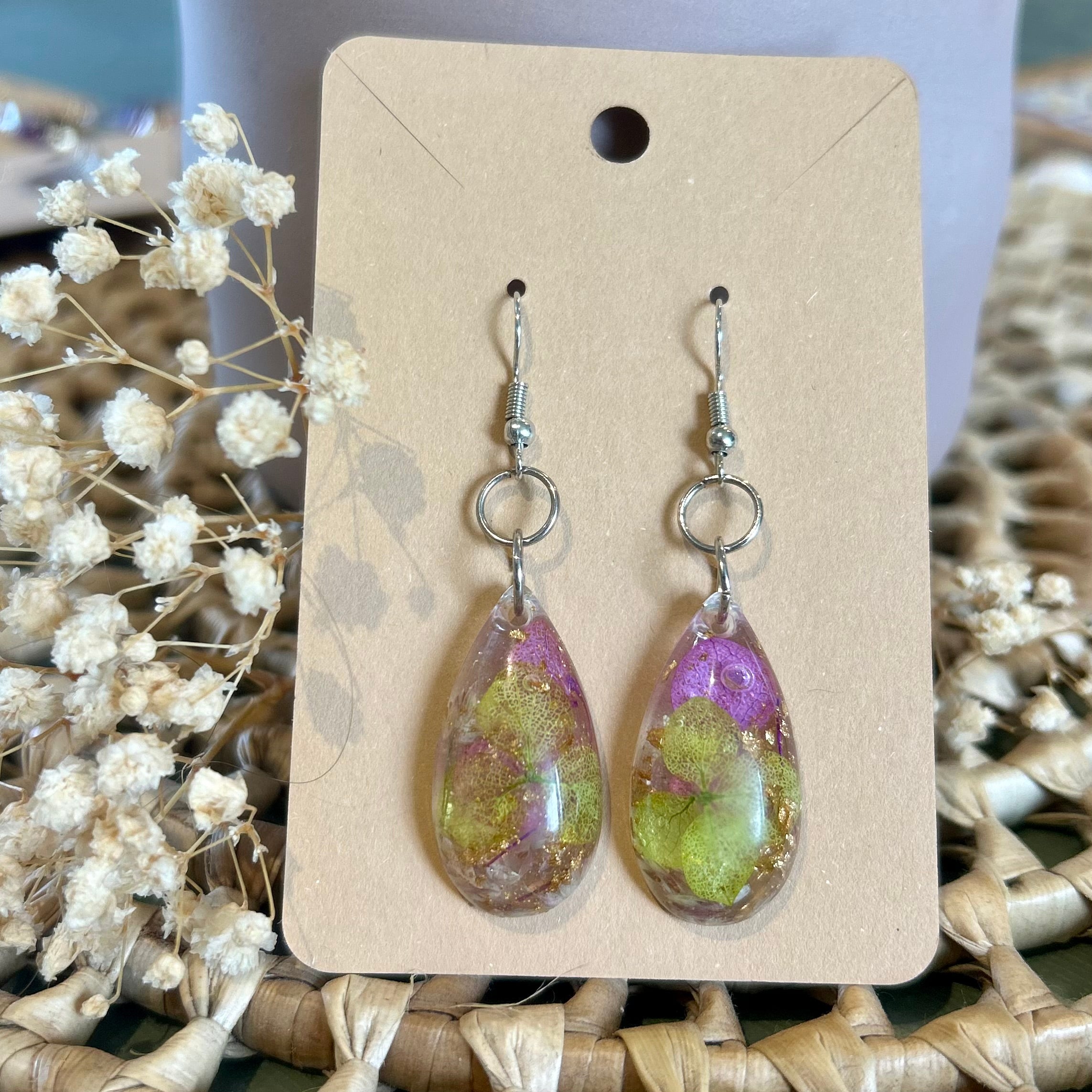 Gouttes | Hortensia violet & vert