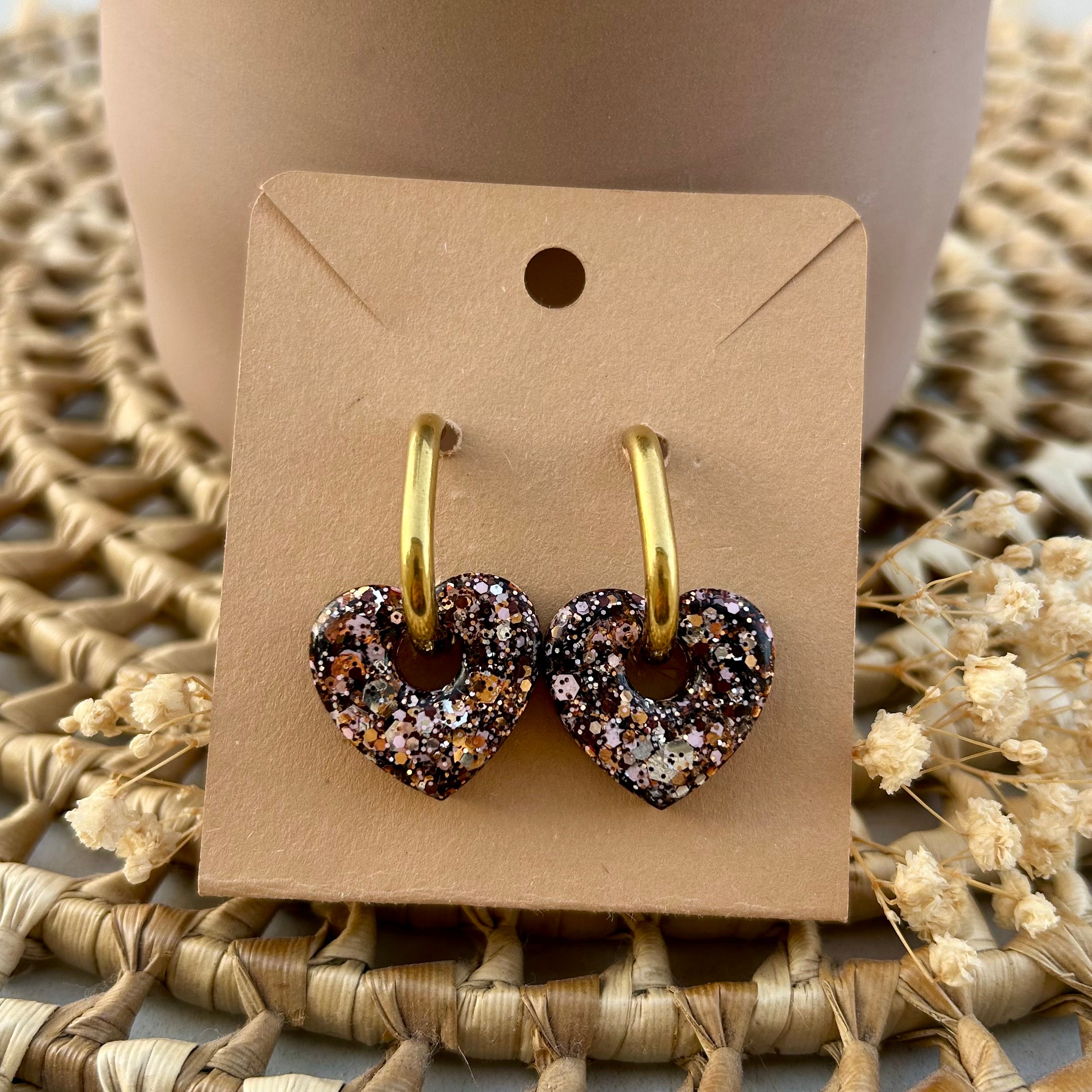 Cœur | Confetti noire & rose gold