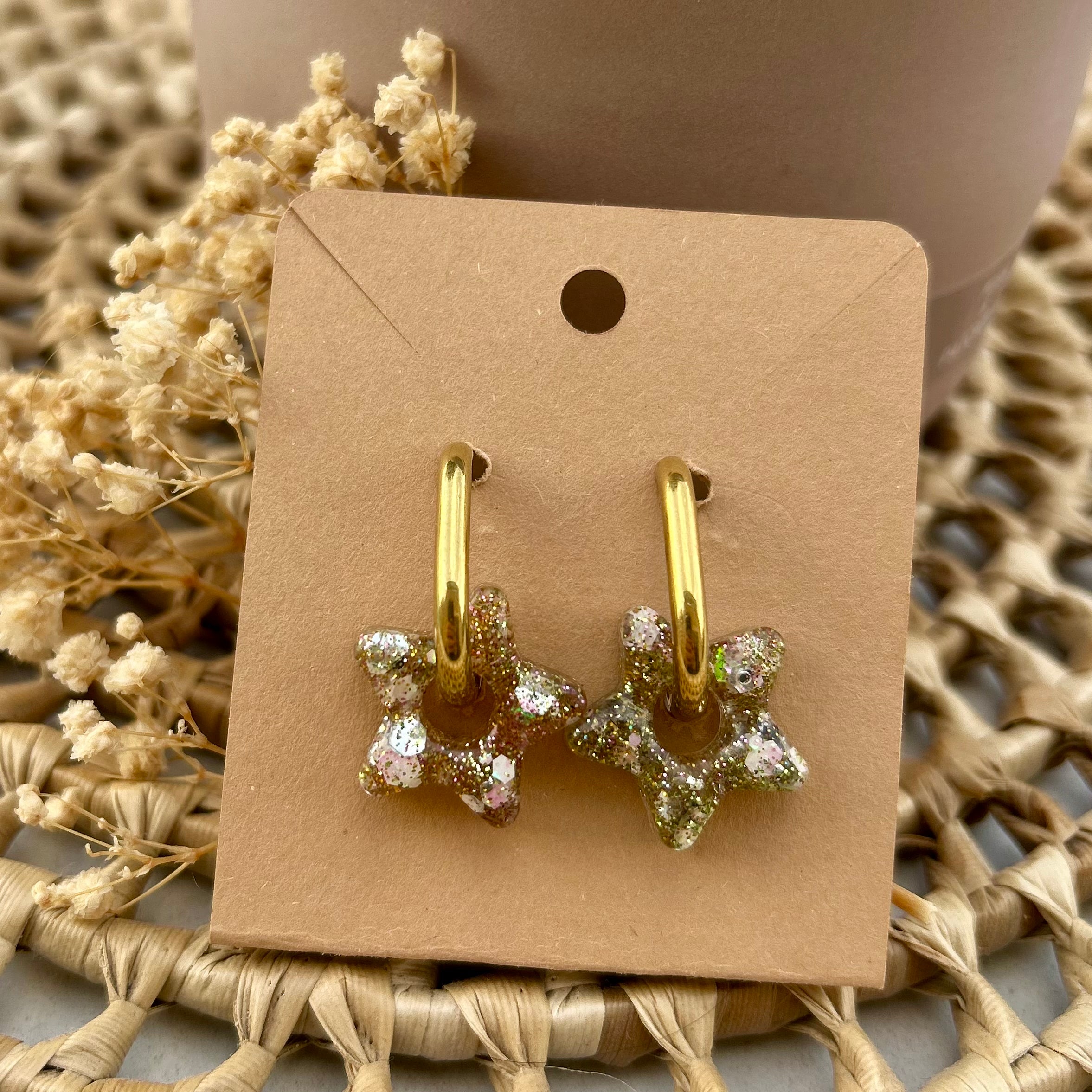 Etoiles | Rose et verte à paillettes