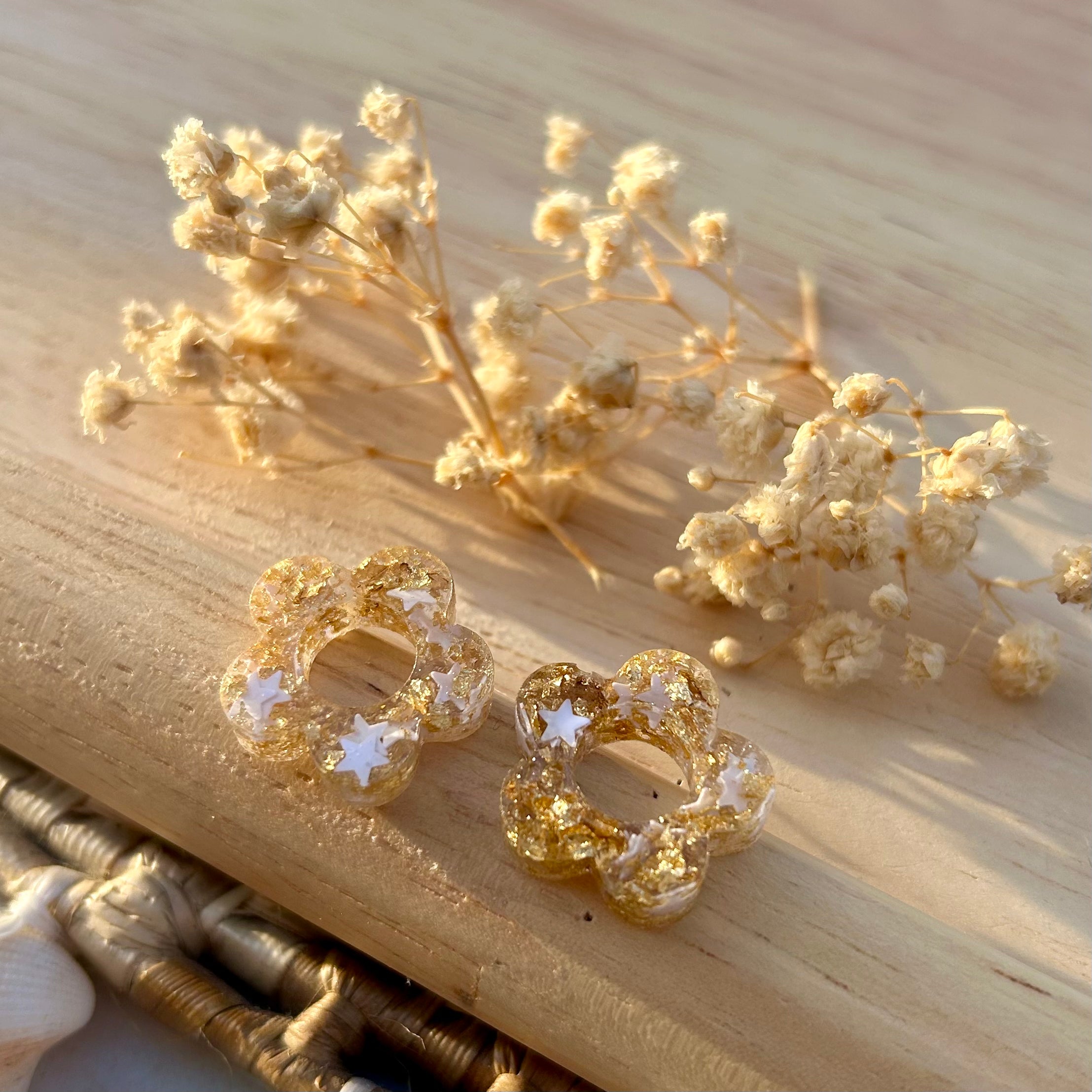 Fleur | Feuilles d'or & étoiles