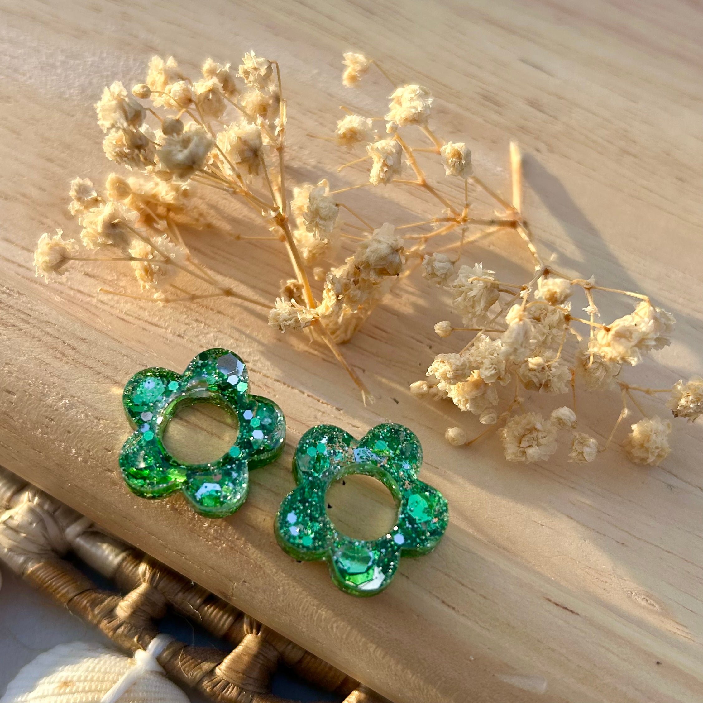 Fleur | Verte à paillettes