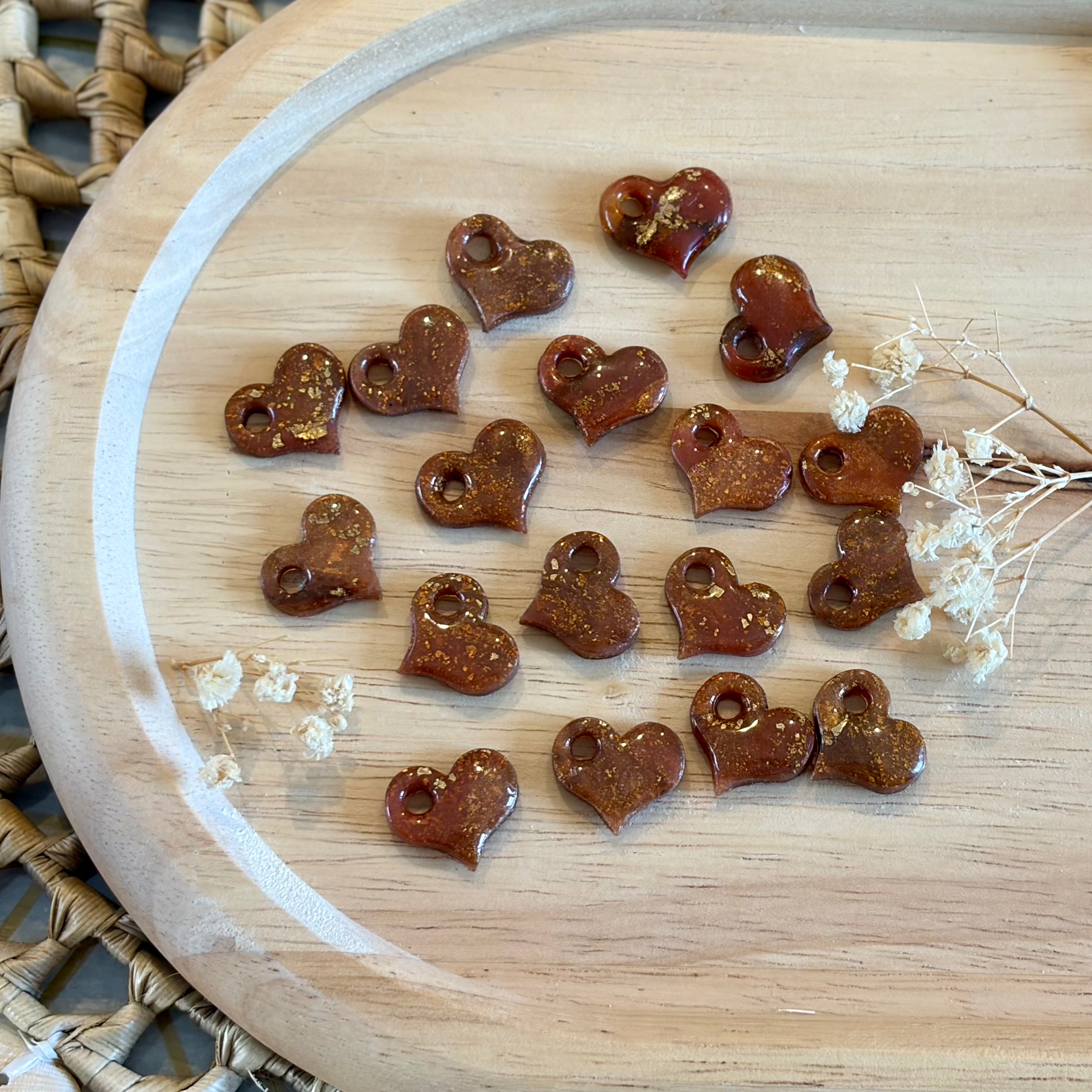 Cœur | Rose, rouge & Feuilles d’or