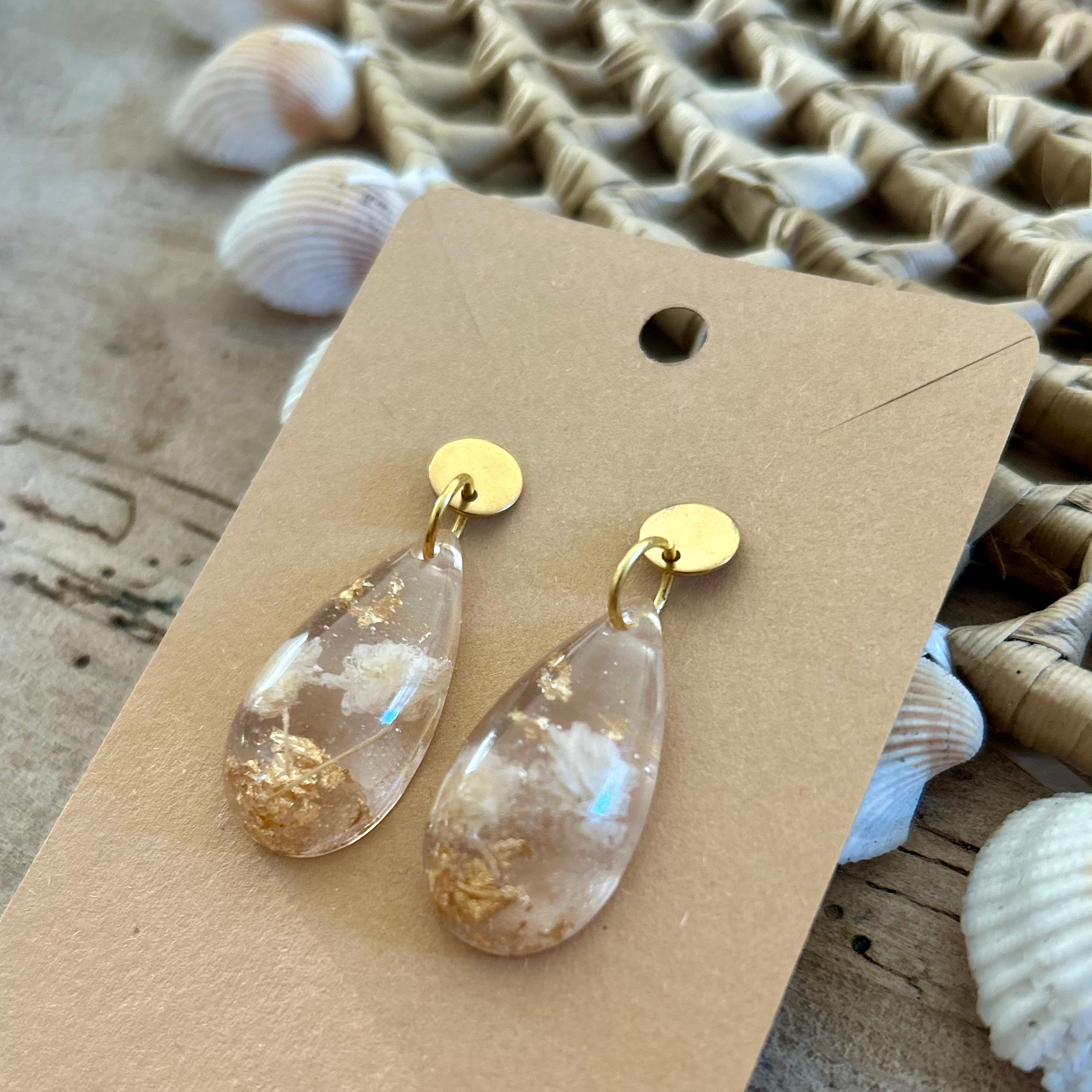 Gouttes | Gypsophile blanc & feuilles d'or