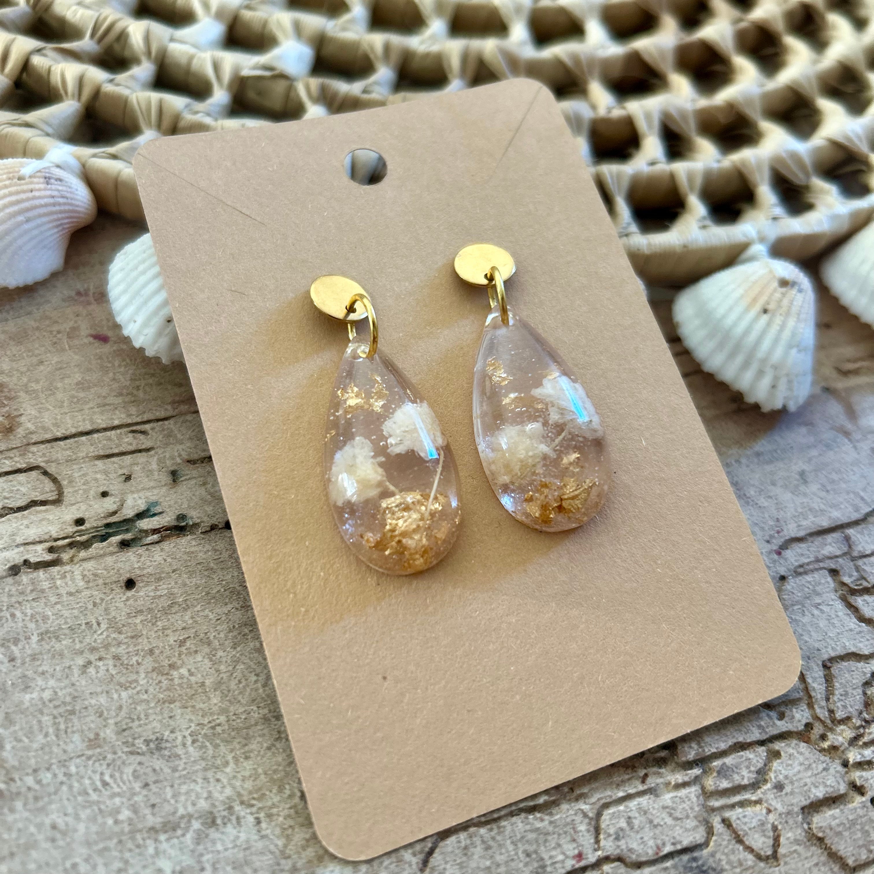 Gouttes | Gypsophile blanc & feuilles d'or