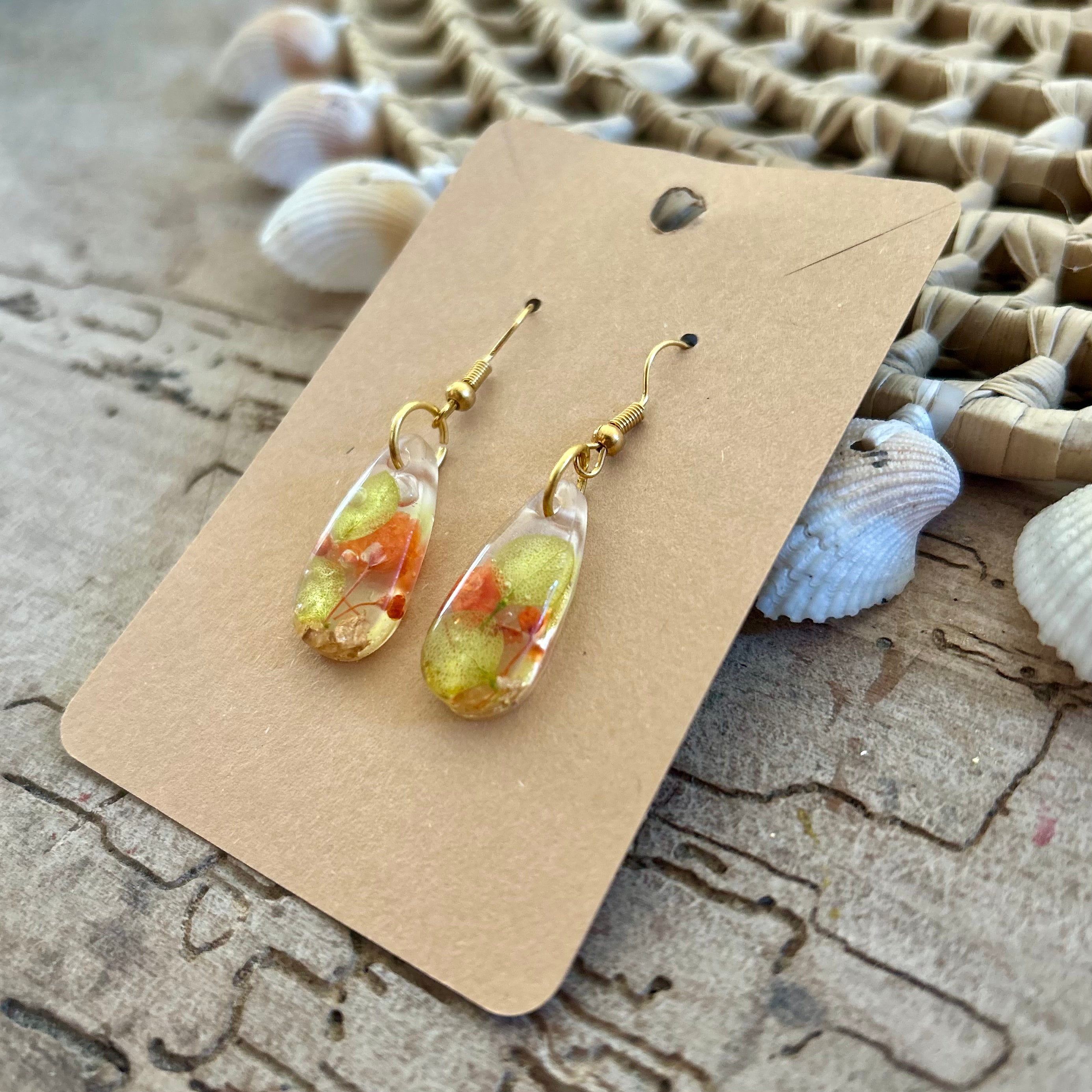 Mini gouttes | Hortensias vert & Gyspsophile orange