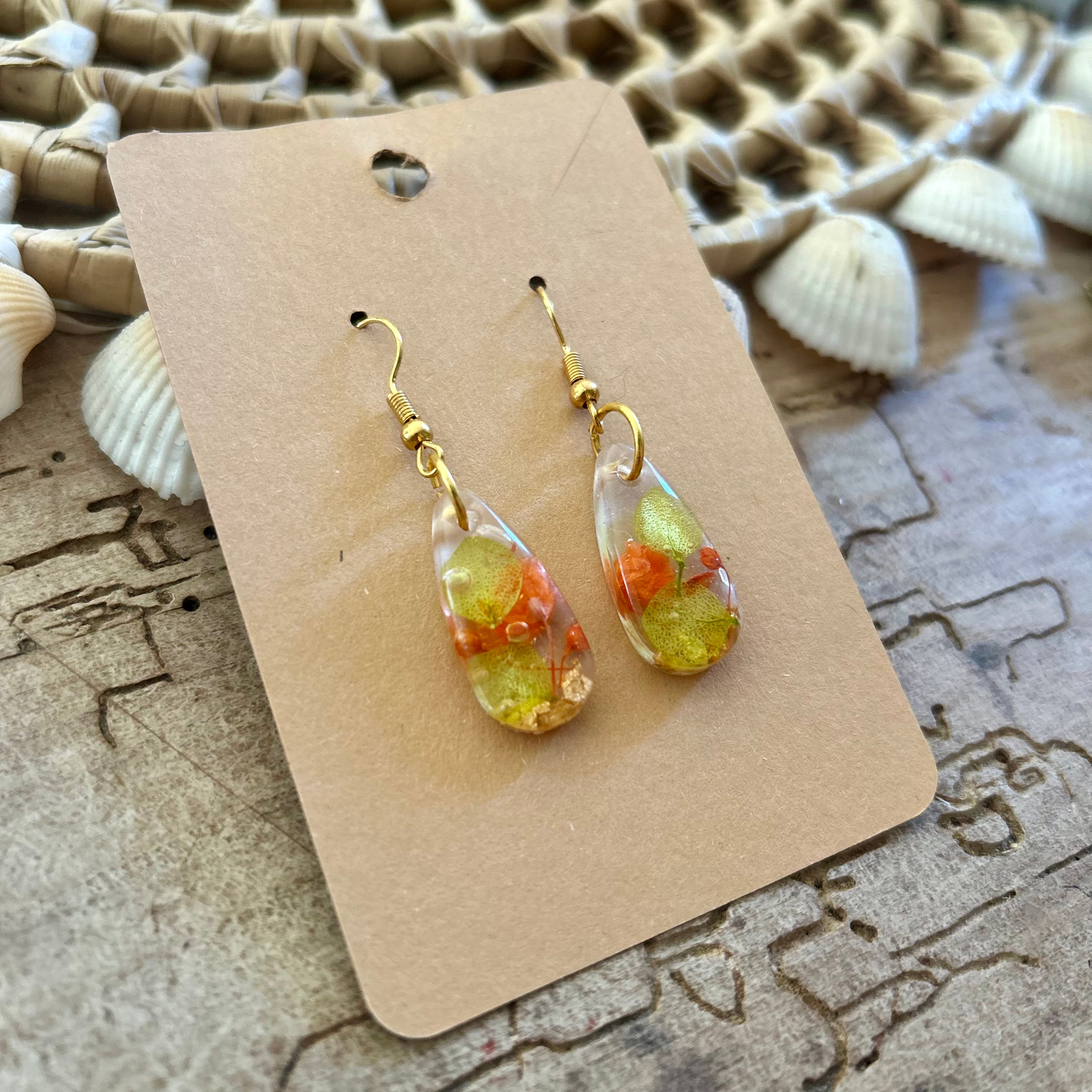 Mini gouttes | Hortensias vert & Gyspsophile orange