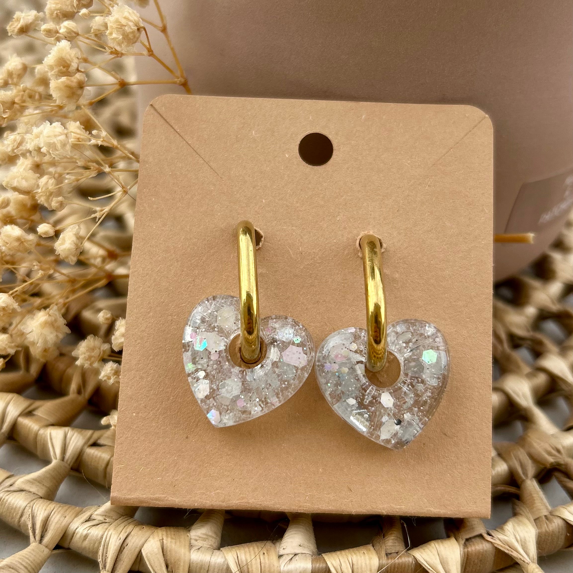 Cœur | Blanc à paillettes