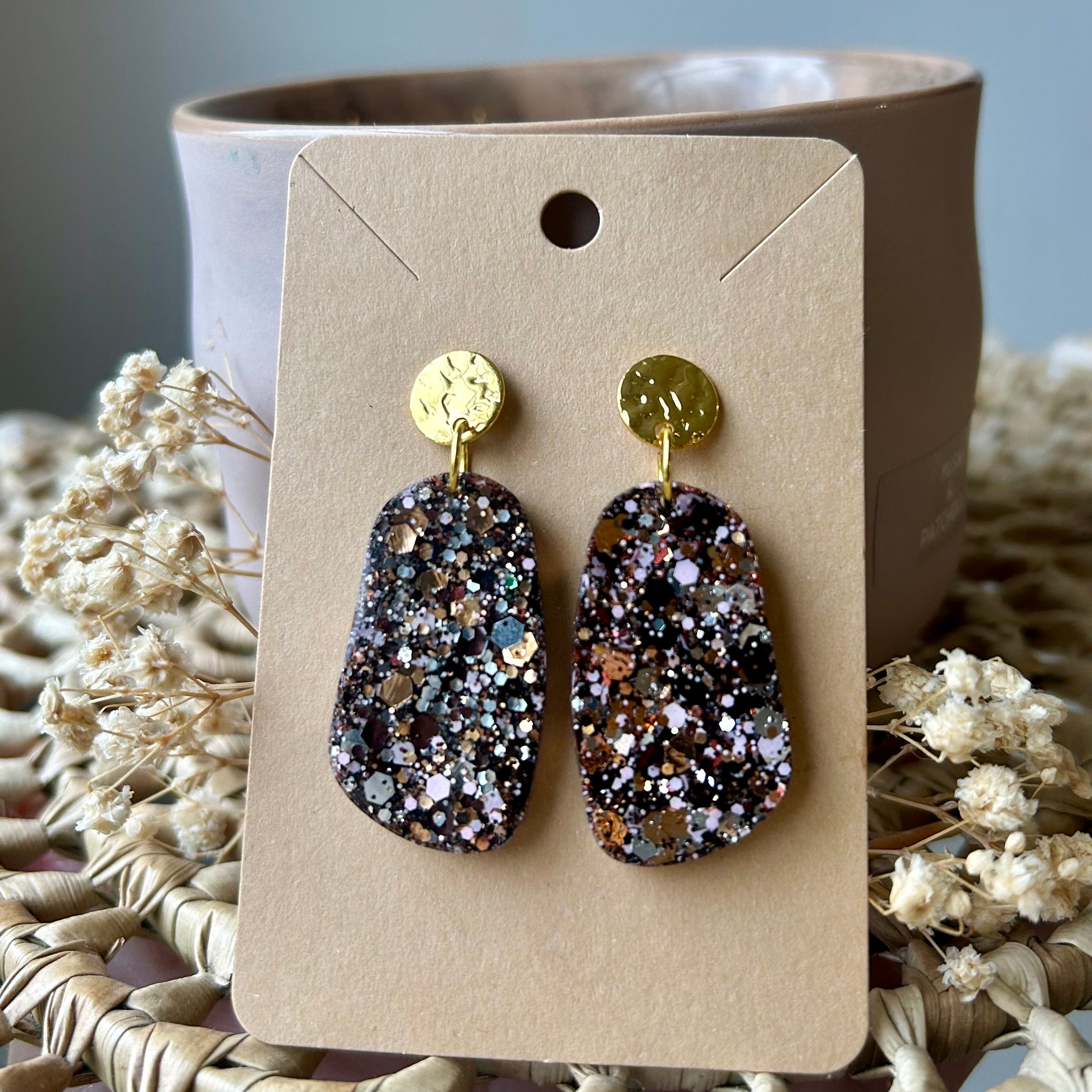 Maxi allongées | Confetti noire & rose gold