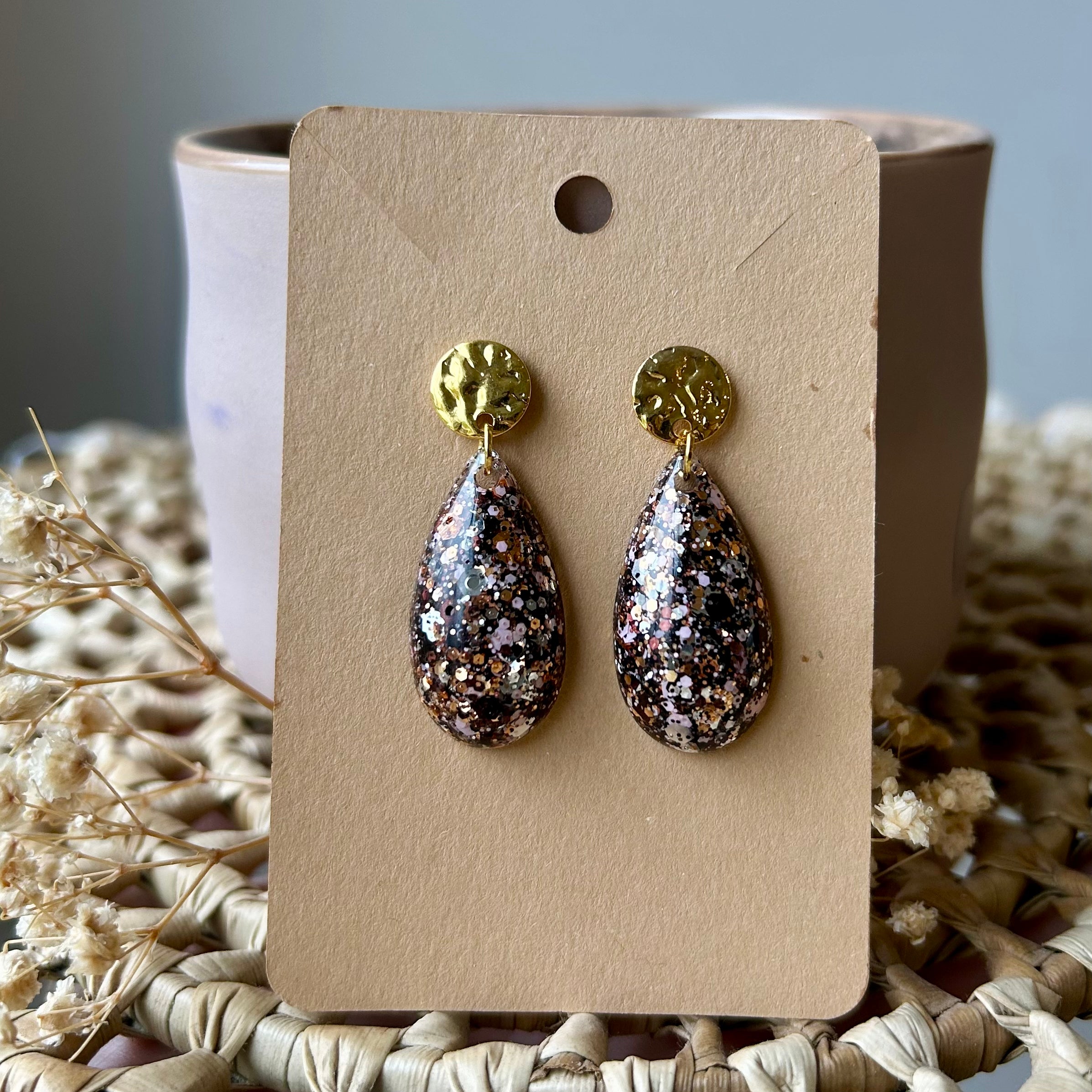 Gouttes | Confetti noire & rose gold