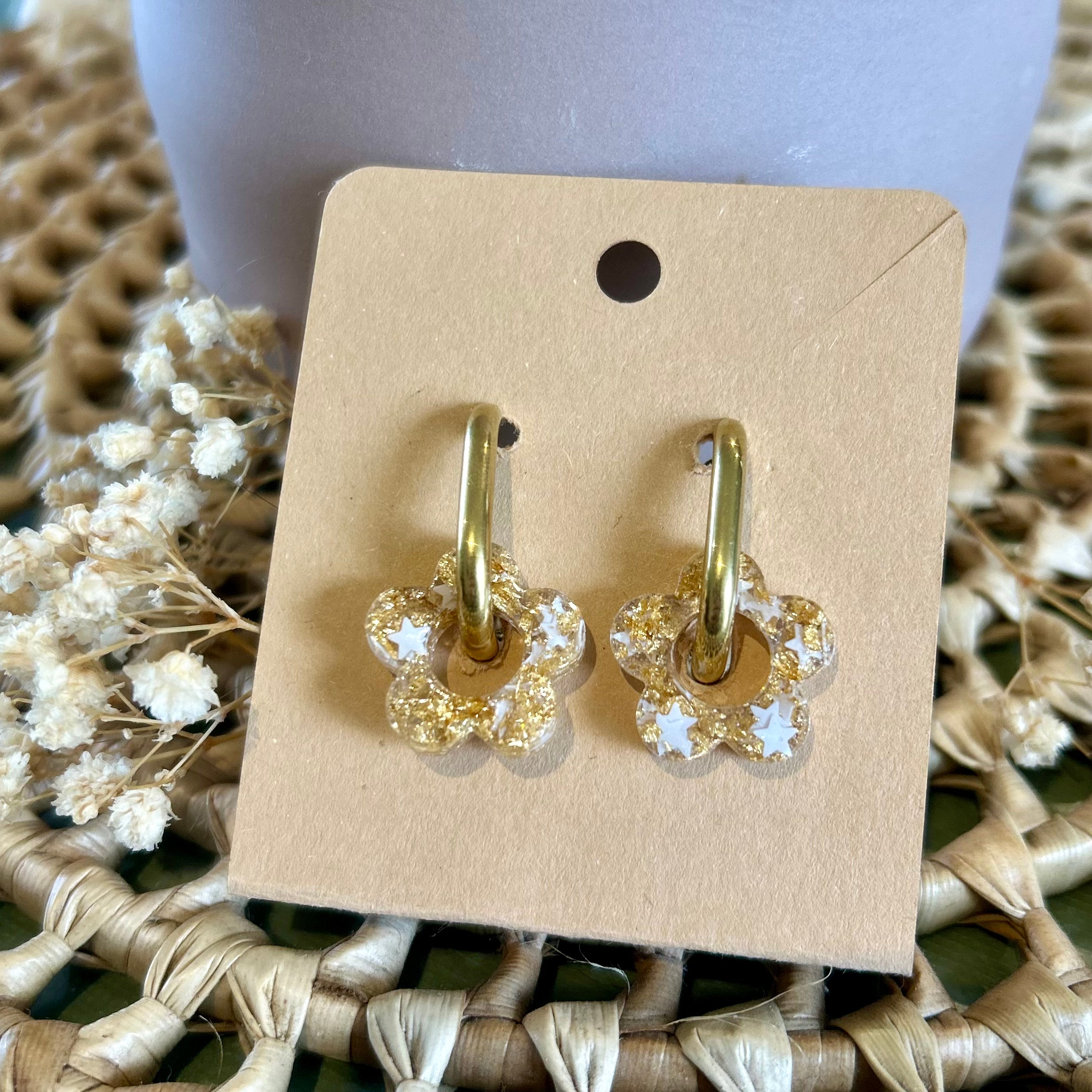 Fleur | Feuilles d'or & étoiles