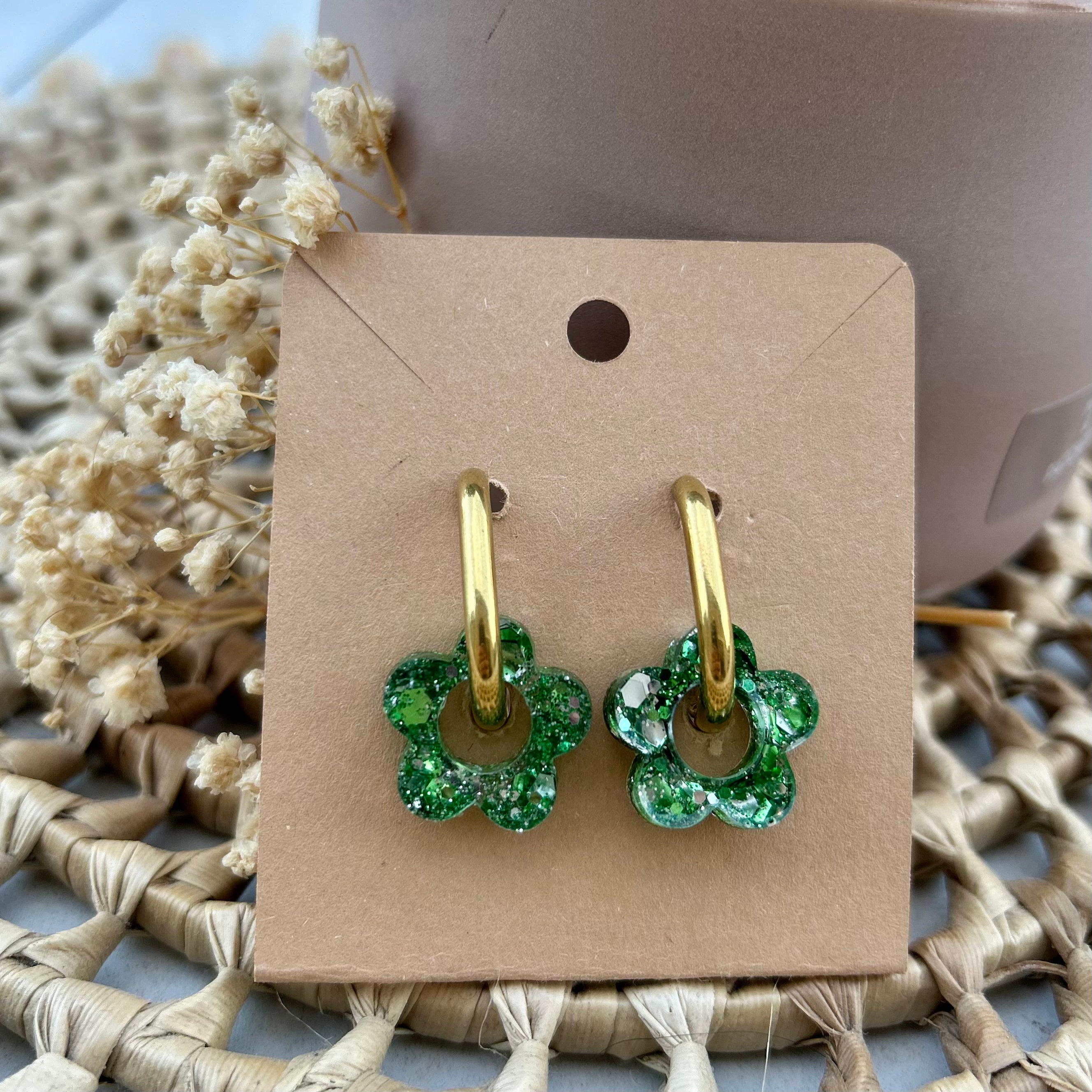 Fleur | Verte à paillettes