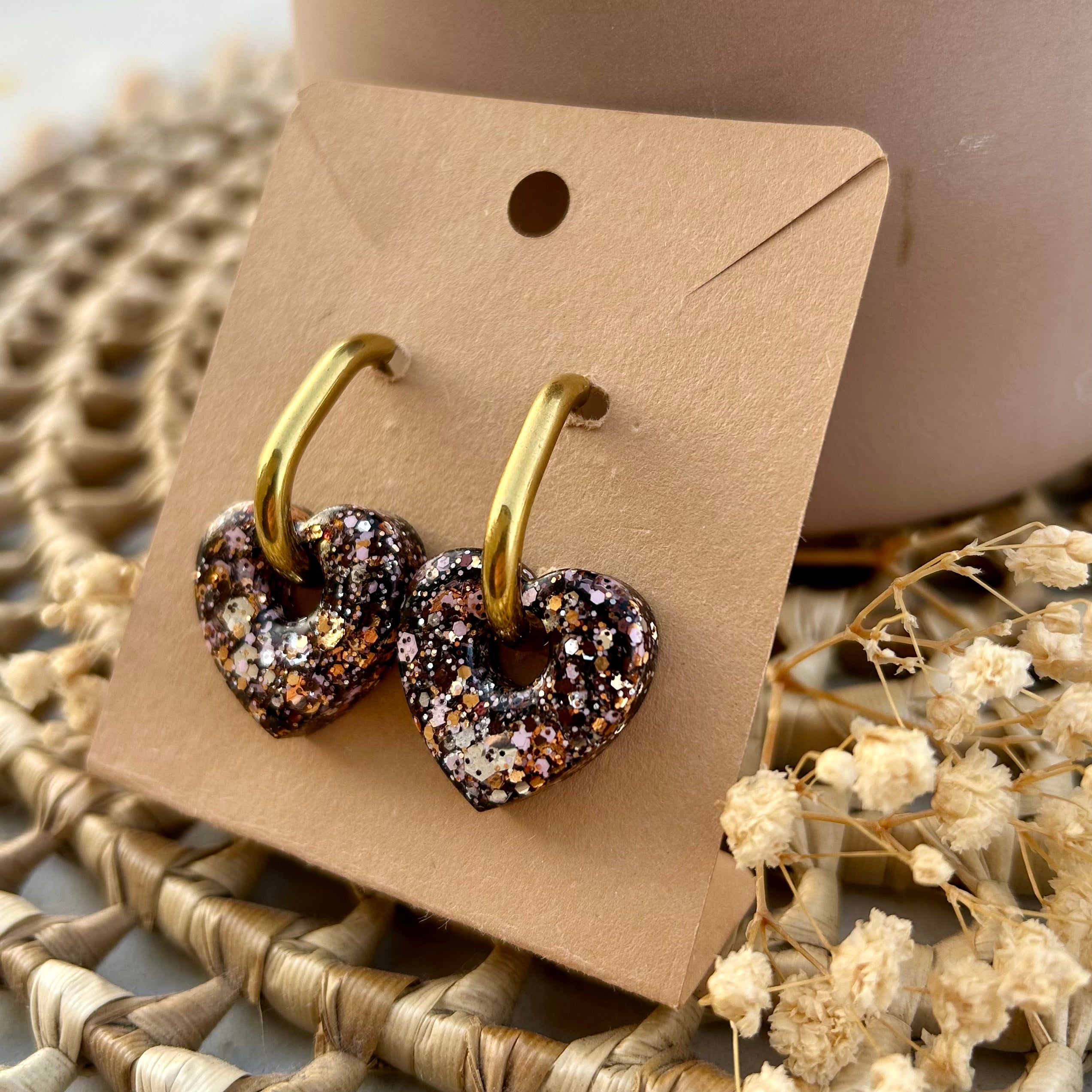 Cœur | Confetti noire & rose gold